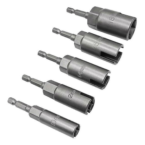 5 stk. Power Wing Muttertrekker Sett med 1/4 Tommers Hex Skaft Slisse Vingemuttere Bor Bit Socket Skiftenøkler Til