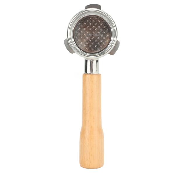 Bottomless Portafilter 54mm 3 Ører Massivt Trehåndtak Rustfritt Stål Kaffe Bottomless Filter for Breville 8 Serie C1 Type Bøk Tre