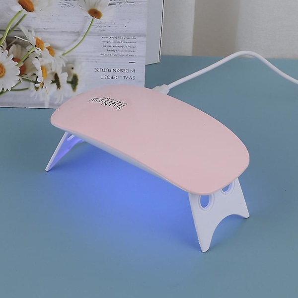 Bärbar USB Mini UV LED Nagellamp, 6W Musformad Nageltorkare med Gellampa för Hemmabruk - Rosa