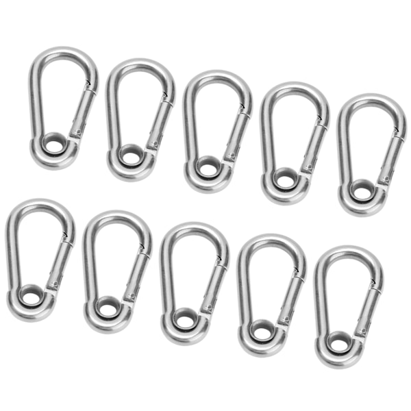 10 st Snap krok Rostfritt stål säkerhetsrep fjäder karbinhake hängande spänne tillbehörM5(5mm)