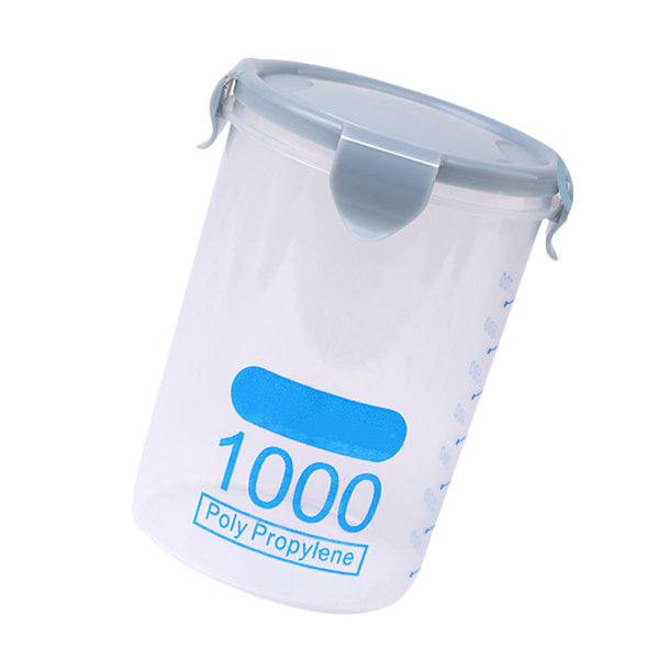 Matförvaringsbehållare 1000 ml plast stapelbar lufttät spannmålsbehållare för torrvaror för köksorganisation blå