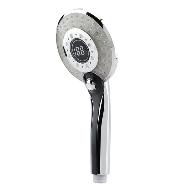 Håndholdt dusjhode med 3 spraymoduser, digitalt display og 3-farget temperaturkontroll LED-lys