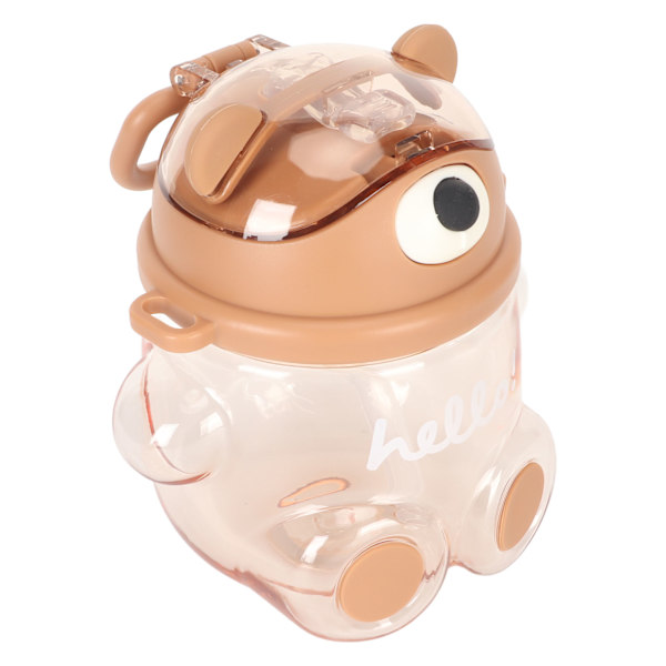 700 ml bjørnevannflaske for jenter barn med sugerør justerbar stropp tegneserie kawaii vannflaske for shopping fotturer kaffefarge