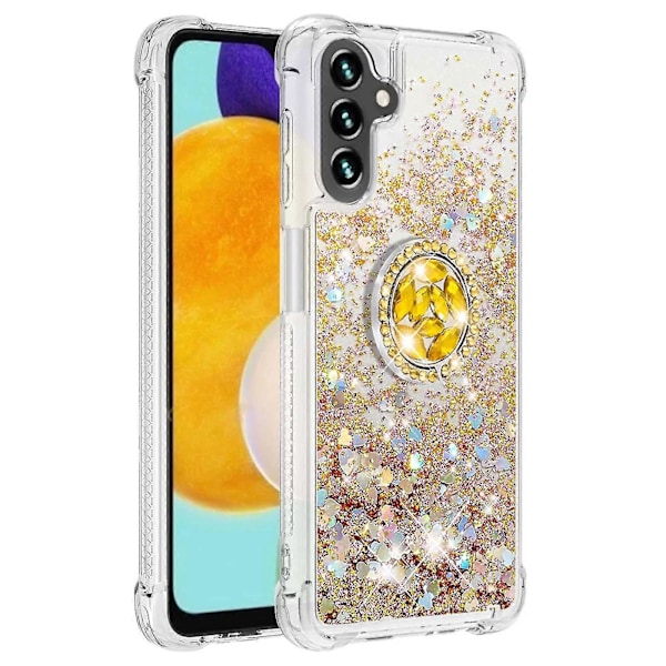 Samsung Galaxy A34 5g Deksel - Yb Quicksand Series-7 Støtsikkert Deksel med Flytende Sand Tpu og Ringstativ SølvHjerter