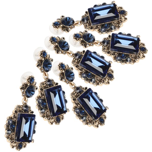 3 par örhängen diamant smaragd dinglande retro legering mode öronsmycken blå