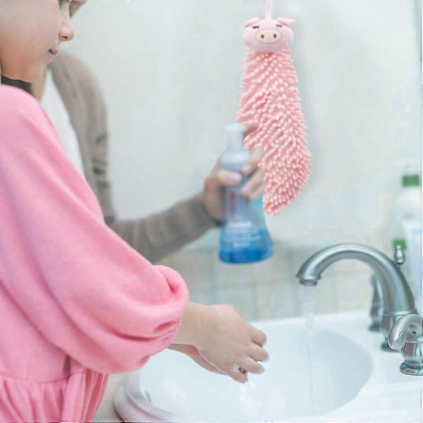 Tegneserie Chenille Håndklæder Sæt med 2 - Mikrofiber Håndklæder - Håndbold Hængende Håndklæder til Køkken_SZXM