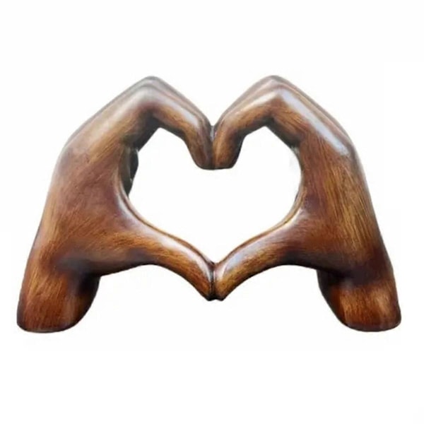 Hjärthandsgest Skulptur Handgest Staty Harts Hjärtskulptur