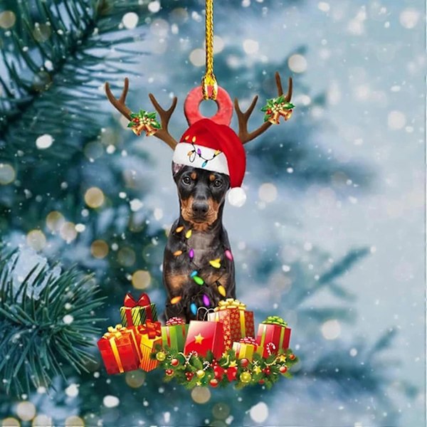 3 stk. julepynt Træhundehvalp Juletræ Hængende Ornament Juleferiepynt Juledekoration (N)
