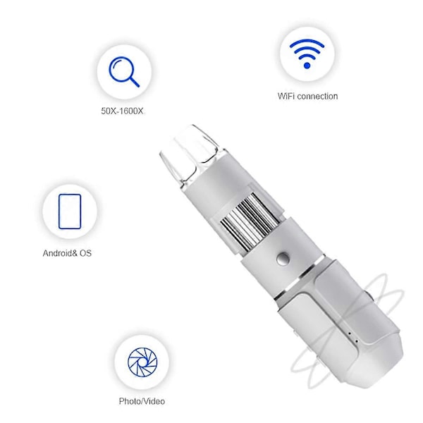 Digitalt Mikroskop WiFi Lomme Håndholdt USB Mikroskoper Hvid48