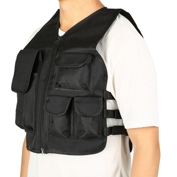 Nylon CS Game Molle Plate Carrier Body Armor Vest for barn (svart)
