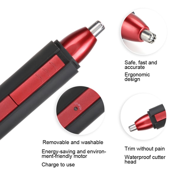 Profesjonell Elektrisk øyenbrynstrimmer Nesehårklipper Trimmemaskin EU Plugg 220V RødRød