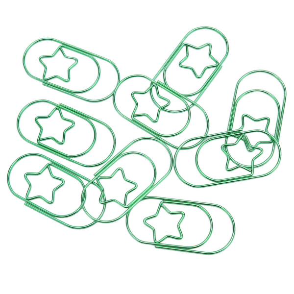 40 kpl Star-paperiliittimiä Kirkasvärinen ruosteenkestävä pinnoite Kannettava kevyt toimistokotiin, vihreä