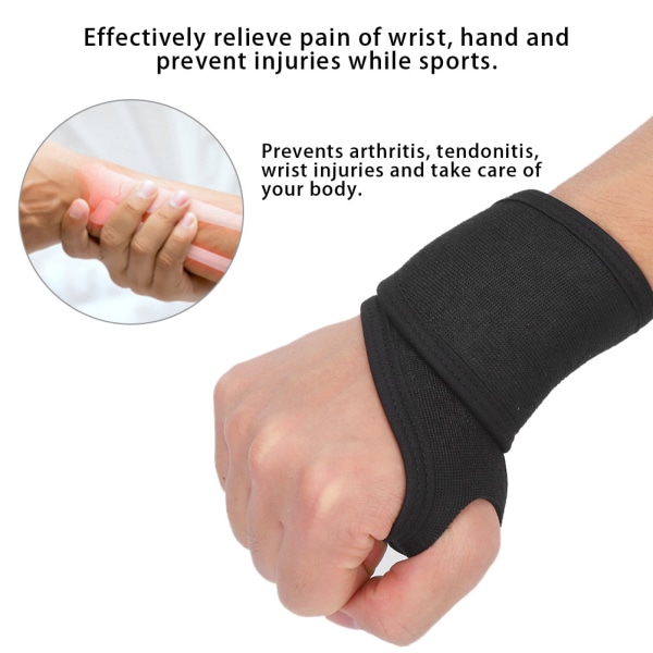 Unisex Justerbar Elastisk Håndledsbøjle Håndledsrem Beskyttelse Fitness Hand Wraps Sort Gratis Str.