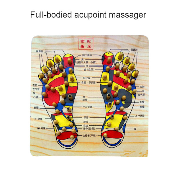 Puinen jalkahierontalauta Acupoint Foot Massager -vyöhyketerapiakaavio