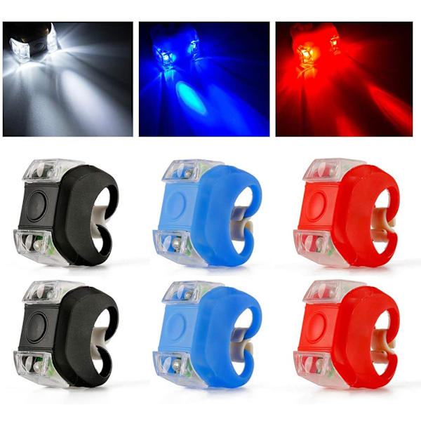 3-par LED-sykkellys i silikon Vanntett Lyse sykkellys varsellys