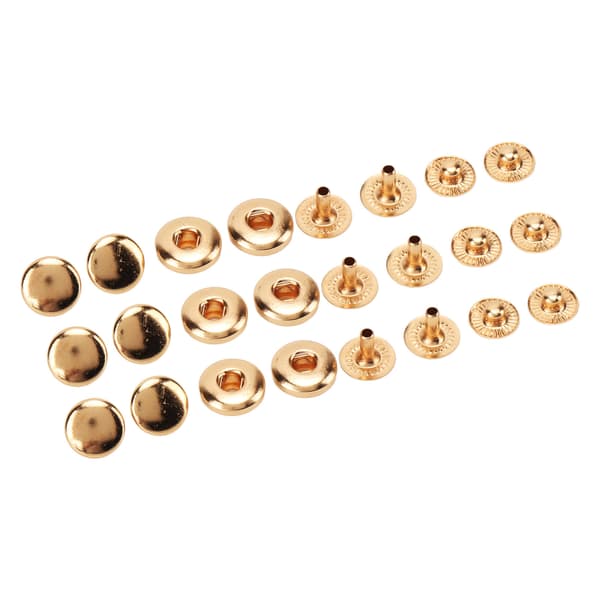 200 set tryckknappssats 8 mm stark koppar utsökt lyster allmänt använda läderknappar för kläder väskor läder guld