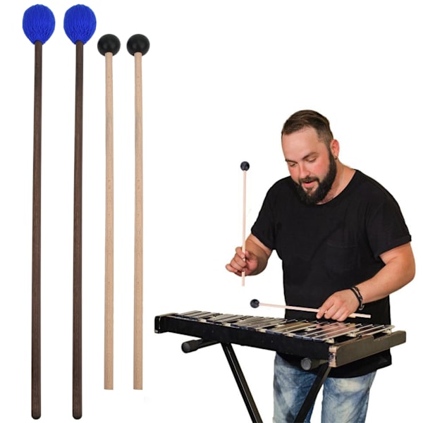 4 kpl Marimba-mallet-lankaa ja kumipäätä vaahterapuinen lyömäsoitin Marimballe