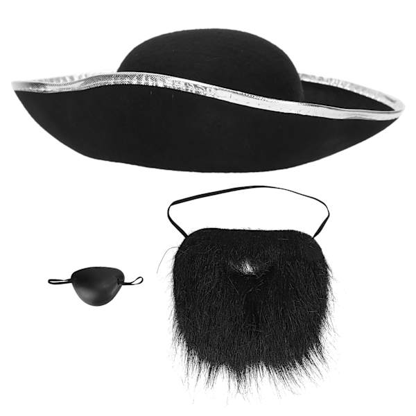 Piratdräkt Hatt Falska Mustascher Ögonlapp Fest Pirat Tillbehör Klänning för Halloween
