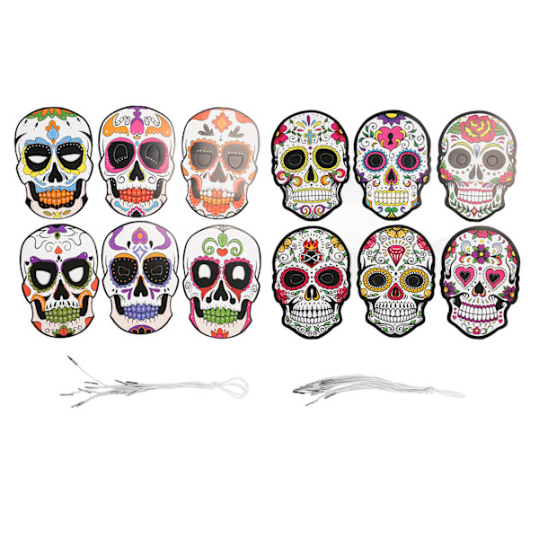 12kpl Day of the Dead -naamio kuminauhalla Houkutteleva Halloween-naamio Halloween-juhliin