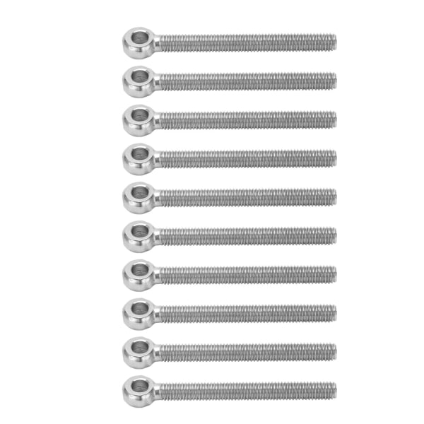 10 stk. øyebolter 304 rustfritt stål M6x60 skruer kroker for strammende tilkobling