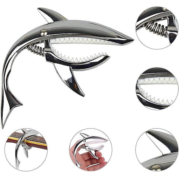 Black Shark Zink Legering Elektrisk Akustisk Klassisk Guitar Ukulele Stemme Klip Fjeder
