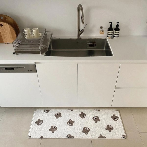 Badrumsdörrmatta PVC miljövänlig fyrkantig halkfri mjuk köksgolvmatta för hem Liten björn 50x80cm/19,7x31,5in