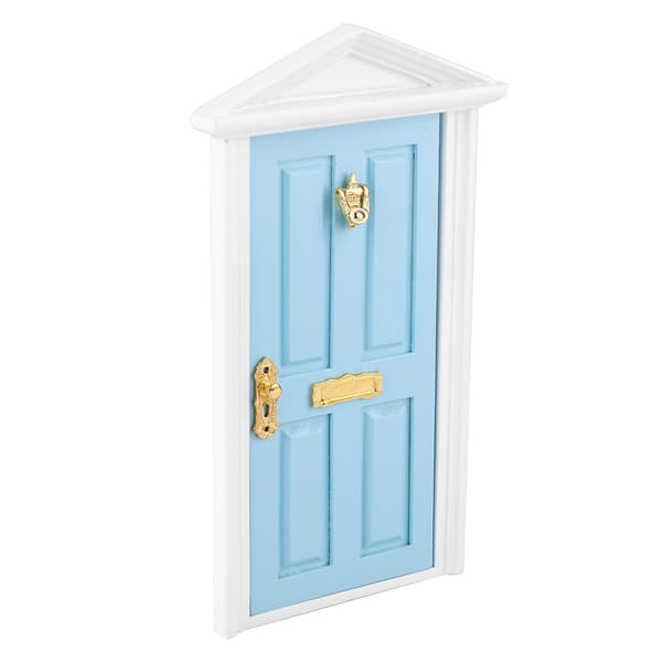 1:12 Dockhus Miniatyrer Trädörr Barn Rolig Leksak Present Dekor (Blå)