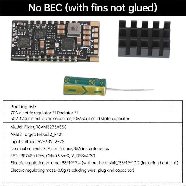 AM32 ESC V2.5 75A Borstlös ESC Enkel Kropp Guld Förseglad RC Bil ESC