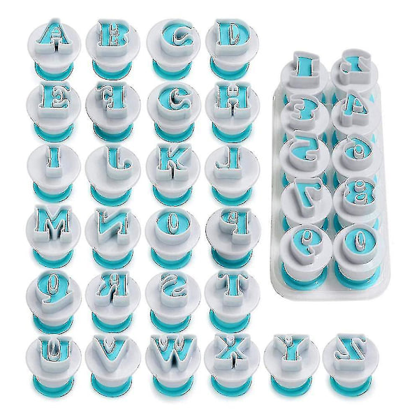 26 stk Alfabet Bokstav og Tall Fondant Kakeform, Kake Stempel