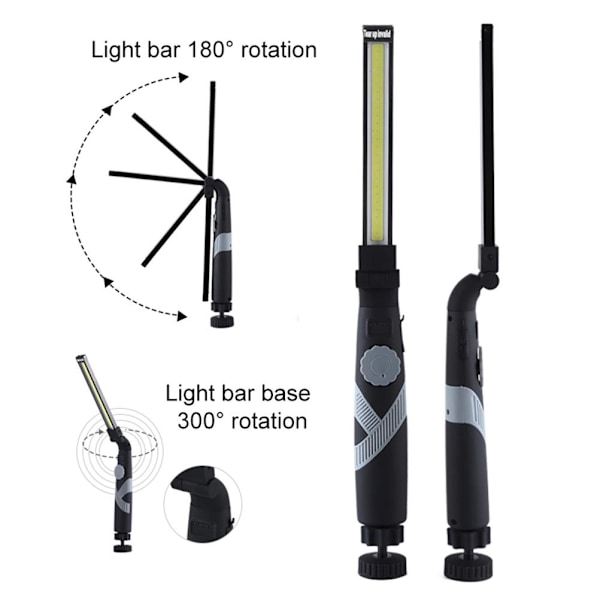 Multifunksjonell justerbar arbeidslys LED lommelykt sammenleggbar COB arbeidslys oppladbar magnet inspeksjonslys