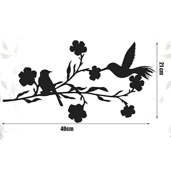Set med 2 st Väggdekoration i Metall Fåglar på Blomstergren, Väggdekoration Silhuettkonst för Hem Sovrum Vardagsrum Kontor