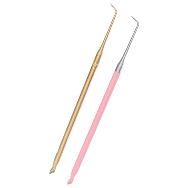 2 stk B6 Vippebukkeløfteværktøj Buet spids kort kam Rustfrit stål Vippeseparationsstang Guld Pink