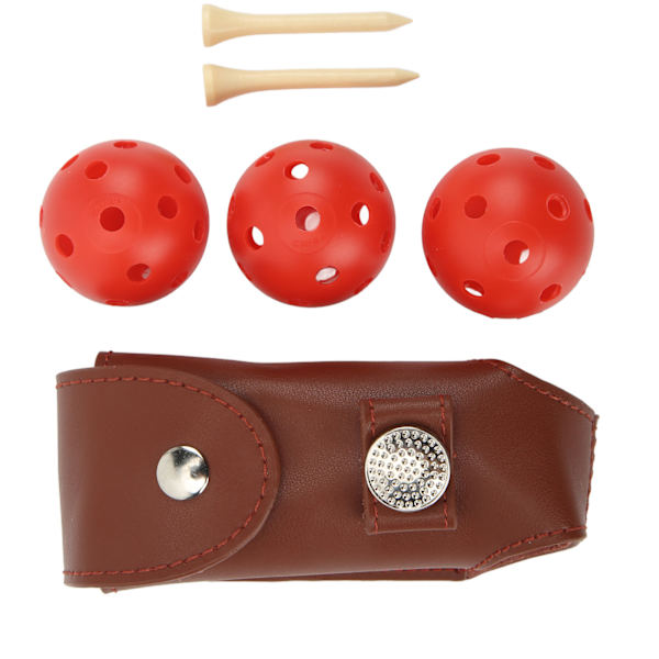 Golfbollspåse i läder med magnetiskt spänne - Bärbar golfbollshållare för 3 golfbollar