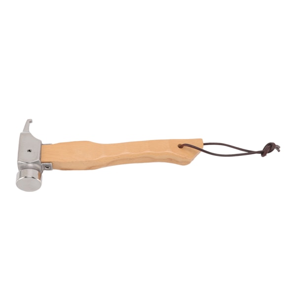 Camping Hammer Mini Wood Handle Hole Head Design Bärbar Multifunktionell Hammare med Snöre Rostfritt Stål