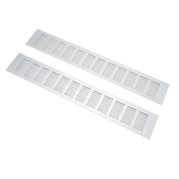 2 st luftventilationsgaller i aluminiumlegering, rektangulär ventilationsgaller för skåp, skoskåp, garderob, 80 x 500 mm