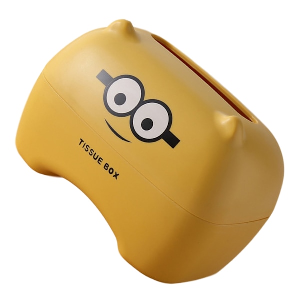 Tegneserie-lommetørkleboks, kreativ bærbar bordlommetørkleboks, søt dyrelommetørkleholder for hjemmet, gul