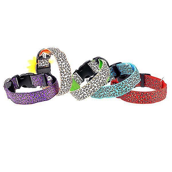 Leopard Led Säädettävä, Yöturvallisuus Nylon Valoisa lemmikkikoiran panta, Sininen, Koko L