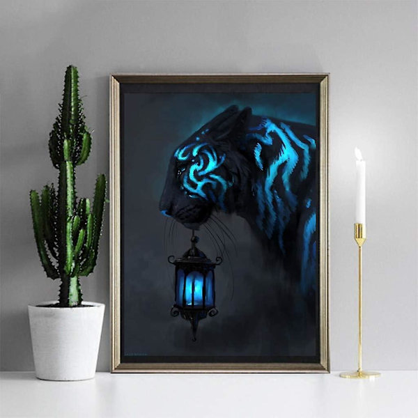 Diamond painting - Full Rhinestone Tiger-mönster för vuxna - Heminredning för vardagsrum, sovrum, kontor - DIY-korsstygnskonst