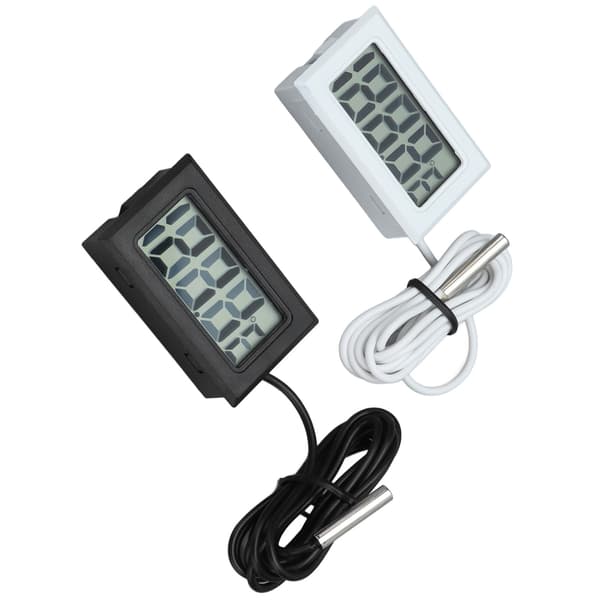 2 stk. Elektronisk Digital Termometer Termostat Temperaturmåler 2s Opdatering med Probe (Sort Hvid)