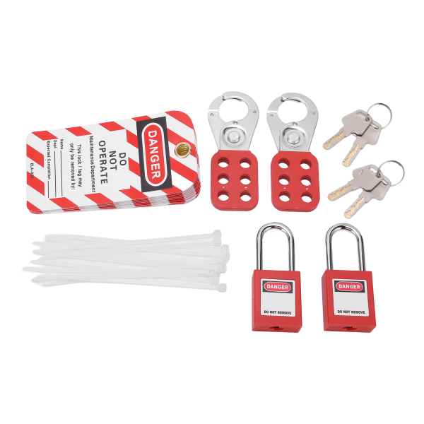 Elektrisk Lockout Tagout Kit: Hængelåse, hasper, mærker, nøgler og taske
