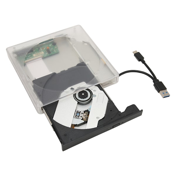 Ulkoinen DVD-asema Type C USB 3.0 Läpinäkyvä Plug and Play Hiljainen DVD-poltin kannettavaan tietokoneeseen