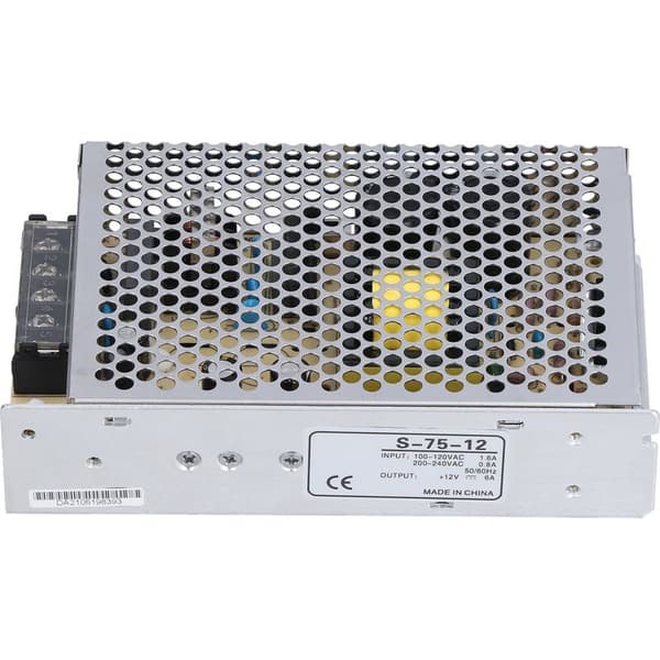 12V 6A 72W Switching Strømforsyning, 110-220V AC/DC Konverter, Metalkabinet - S-75-12