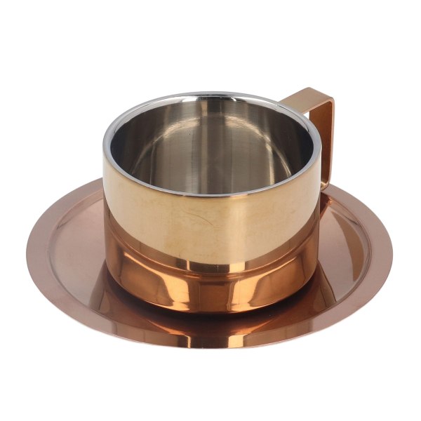 Kaffekop Simple Genial 304 rustfrit stål kaffekopsæt med kaffetallerken til hjemmet udendørs rosa guld
