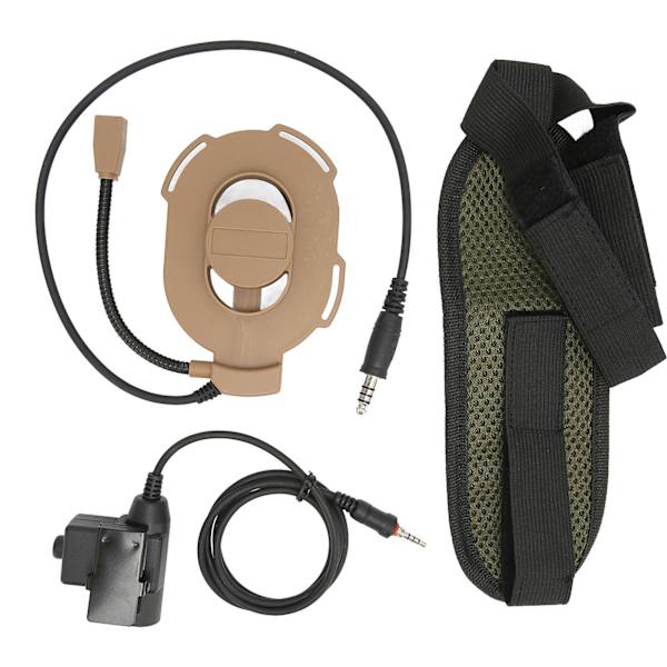 Hjelm Headset Justerbar Motorcykel Unilateral Ørestykke med U94 PTT til Yaesu Vertex VX‑6R VX‑7RBrown