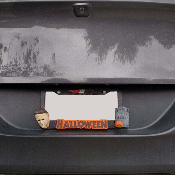 Halloween-kauhuelokuvan rekisterikilven kehys Rekisterikilven suojukset Pelottava auton rekisterikilven kehys Henkilökohtaiset auton lisävarusteet