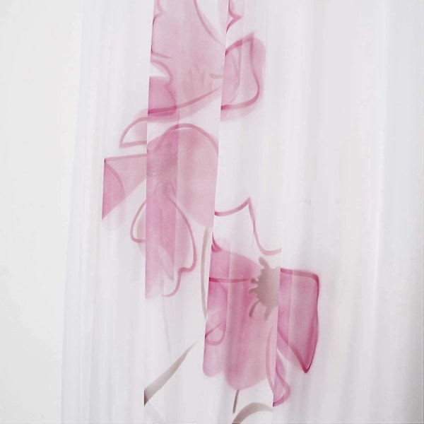 Stykke Gardinsjal Gardin Print Blomster Gardin for Stue Soverom Løkke Sjal (Bredde 150cm Høyde 270cm, Rosa)