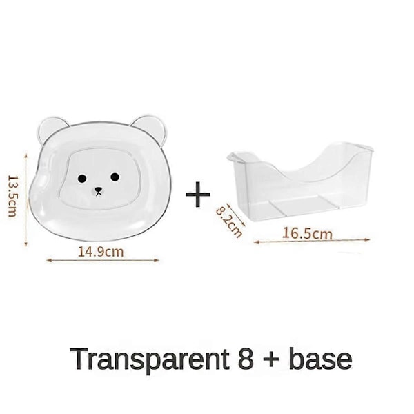 8 stk. Bjørn Snacktallerkener Sett, Anti-Drop Små Tallerker for Husholdningsbruk, B Transparent