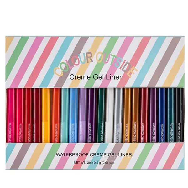 20st Färgglada Gel Eyeliner Penns Set Färgade Eyeliner Långvariga Vattentäta fläcksäkra ögonmakeup Eyeliner för kvinnor