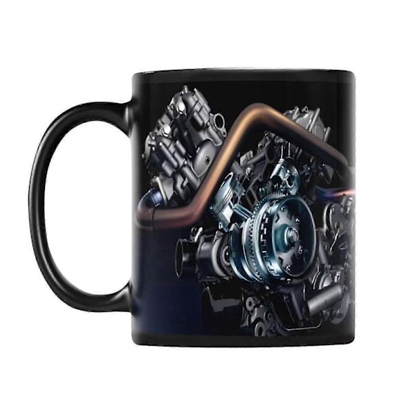 Mekanisk Motor Kaffemugg - Motor Kolv Svart Kaffemugg - 350ml B