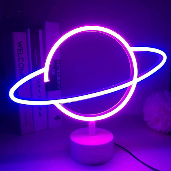 Planet Light Neonskyltar LED Skrivbordsdekor LED Neonskylt Nattlampa Med Bas Batteridriven Neonbelysning För Sovrum Barnrum Bord Födelsedagsfest Zek